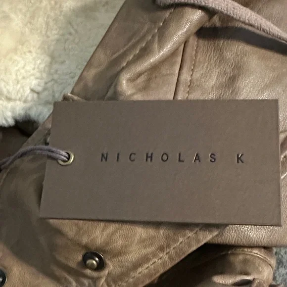 NICHOLAS K Sultan Jacket - Brown Leather Toggle Coat - Picture 14 of 16